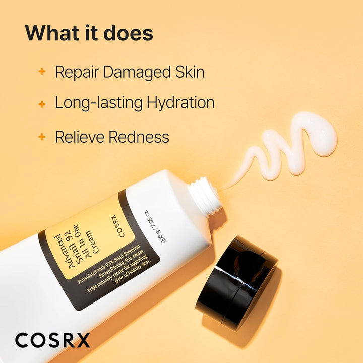 COSRX Snail Mucin 92% Moisturizer, Daily Repair Face Gel Cream Tube Type for Dry, Sensitive Skin